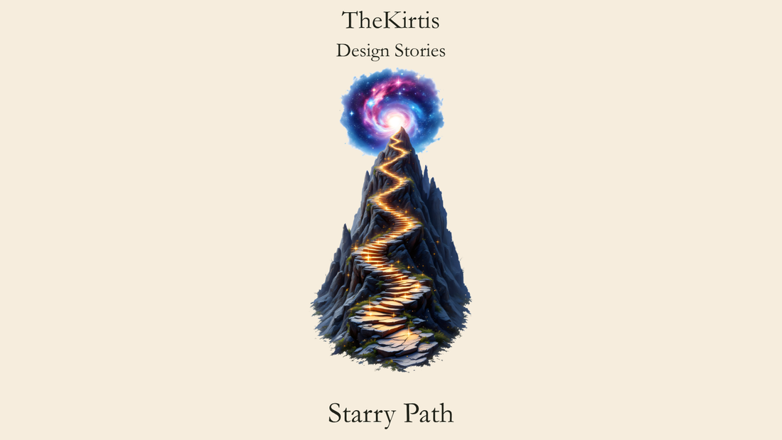 Starry Path Design Stories cover by TheKirtis, featuring a glowing mountain path leading towards a luminous galaxy.