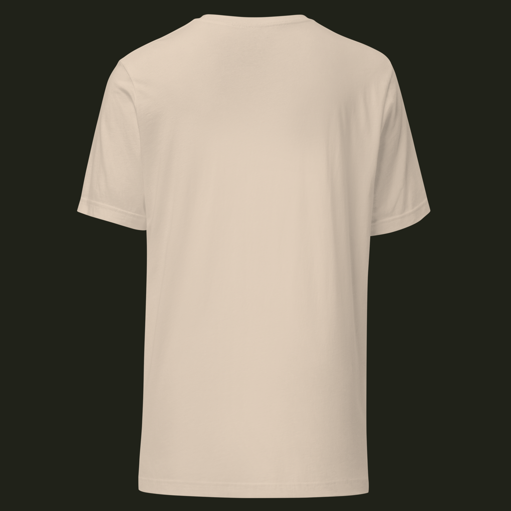 Back view of the soft cream Celestial Dreams unisex t-shirt with a plain back.