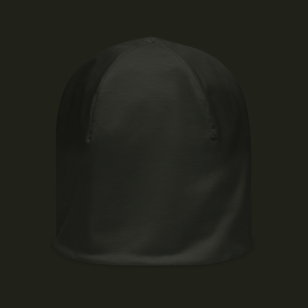 Dornavyn unisex beanie in a deep charcoal tone, shown from the front with a clean, minimal silhouette.