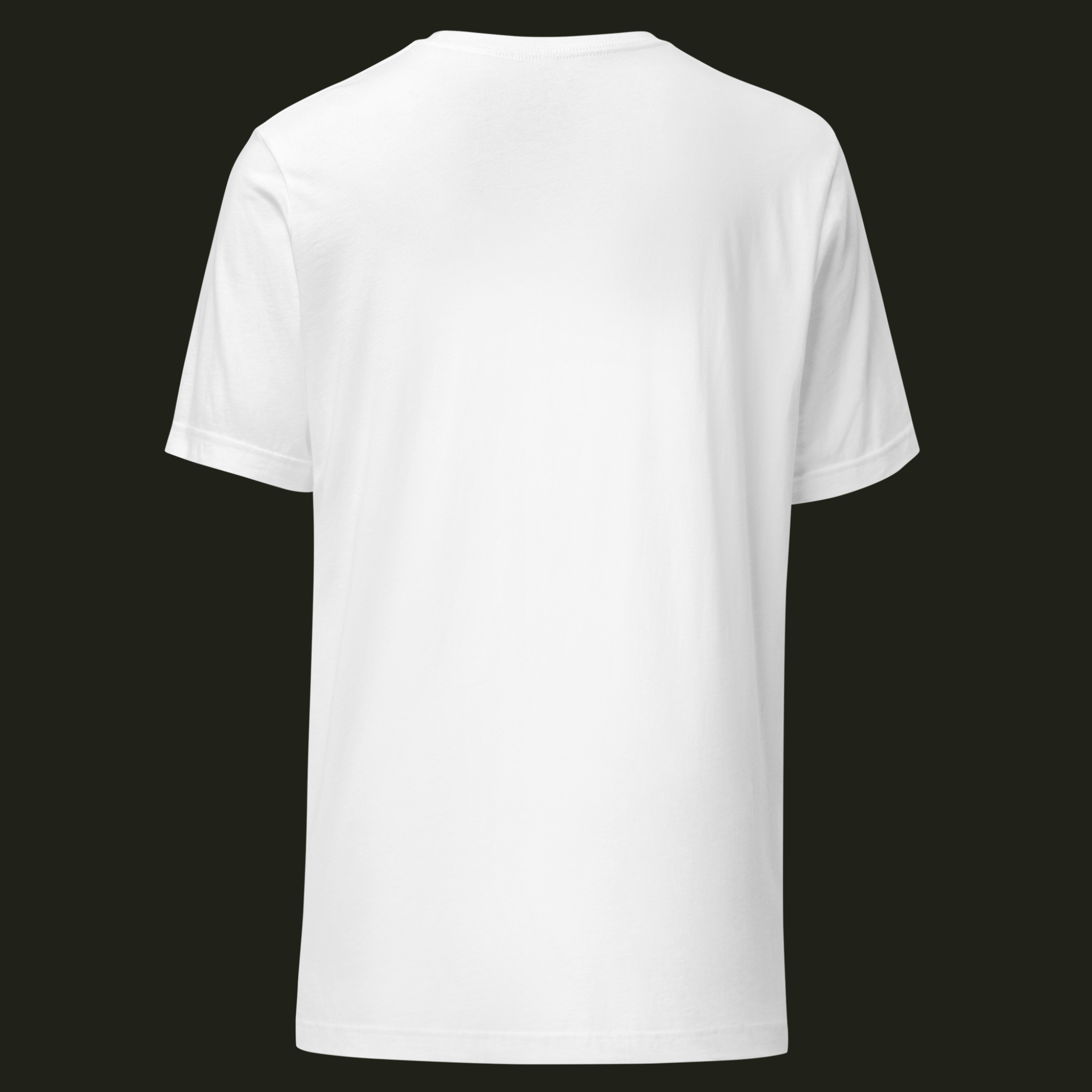 Back view of the white Lunar Tide unisex t-shirt with a plain back.